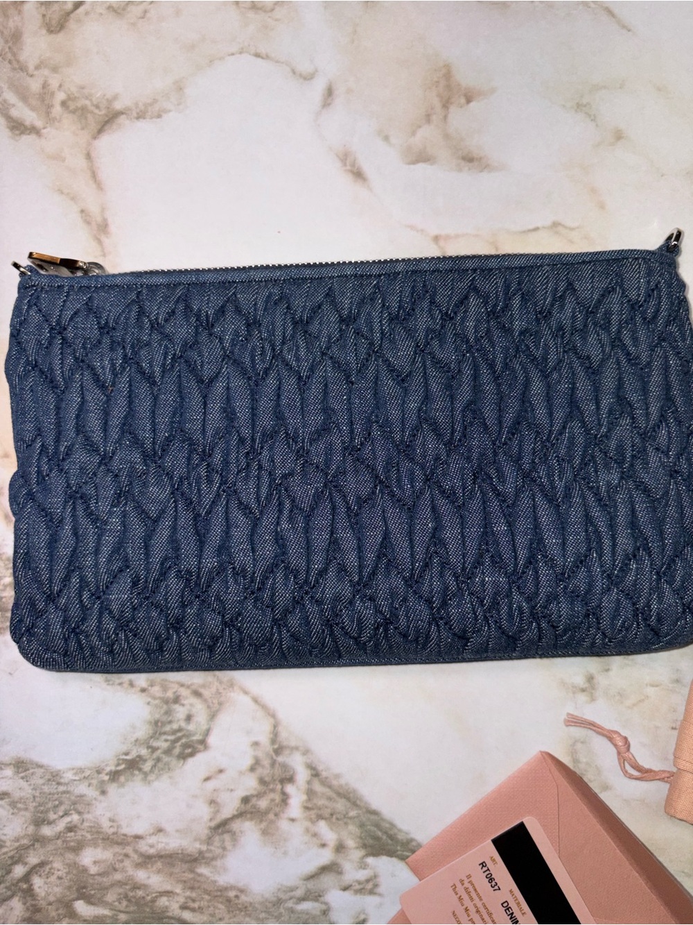 Miu Miu Quilted Denim Crossbody Clutch in Dark Blue - Picture 4 of 8